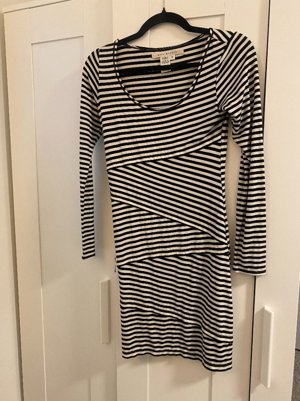 Black and white striped deconstructed mini dress